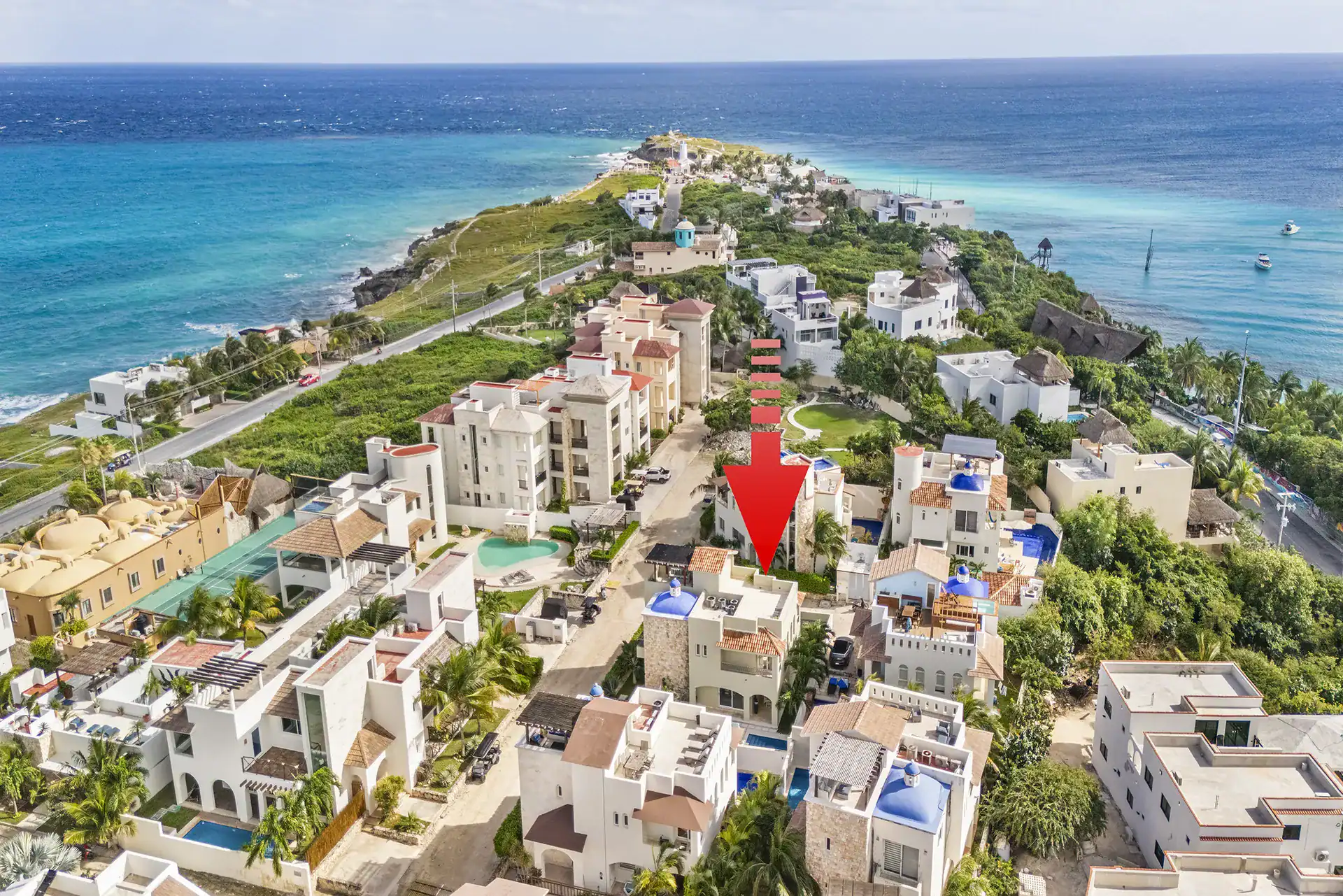 Casa-La-Mera-Mora-drone-view-red-arrow-location-0495-D Drone tour of Casa La Mera Mora